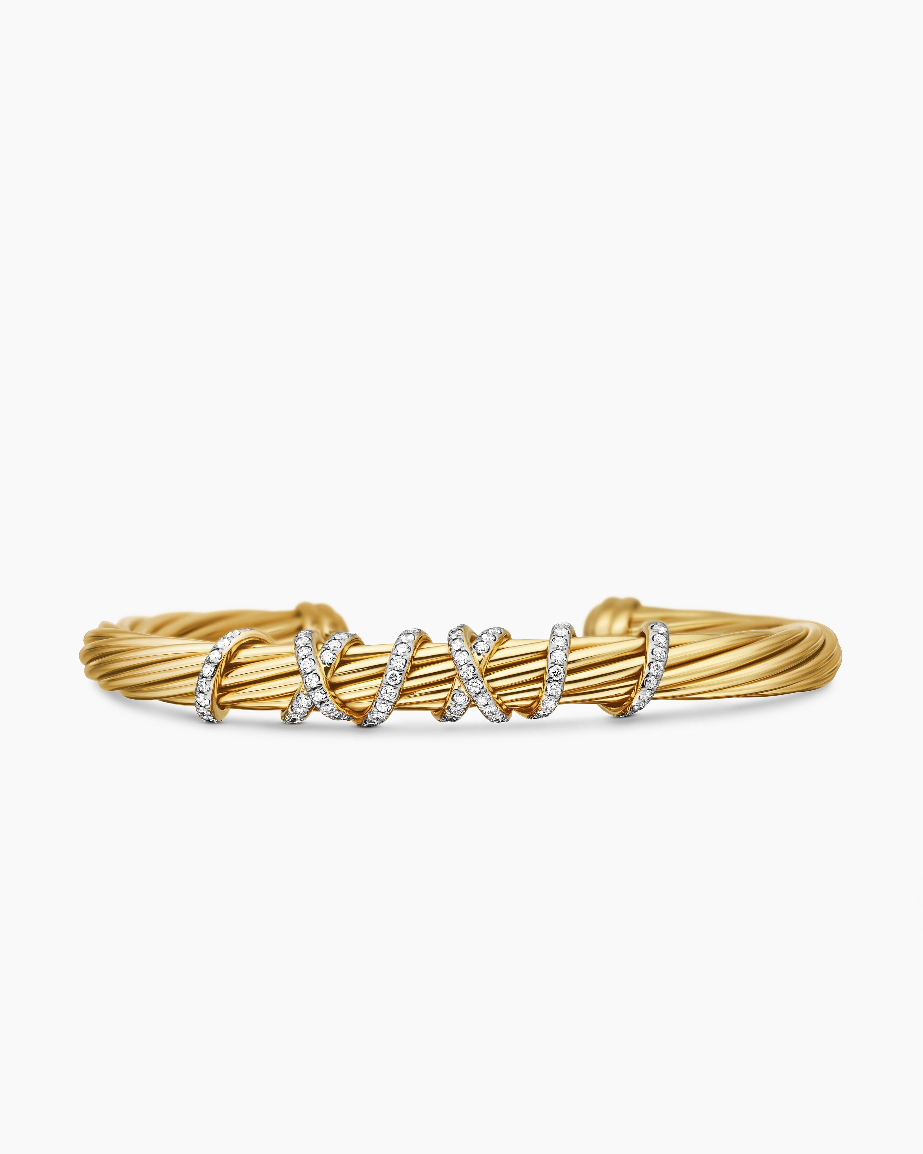 Helena Centre Station Bracelet 18K Yellow Gold with Diamonds, 6mm
