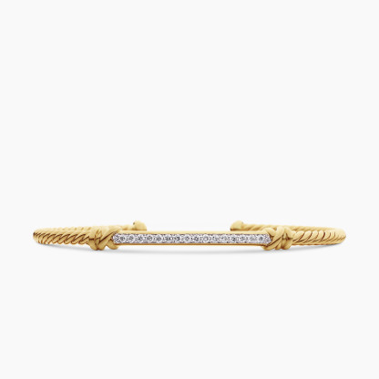 Petite Helena Cablespira® Station Bracelet 18K Yellow Gold with Diamonds, 3mm