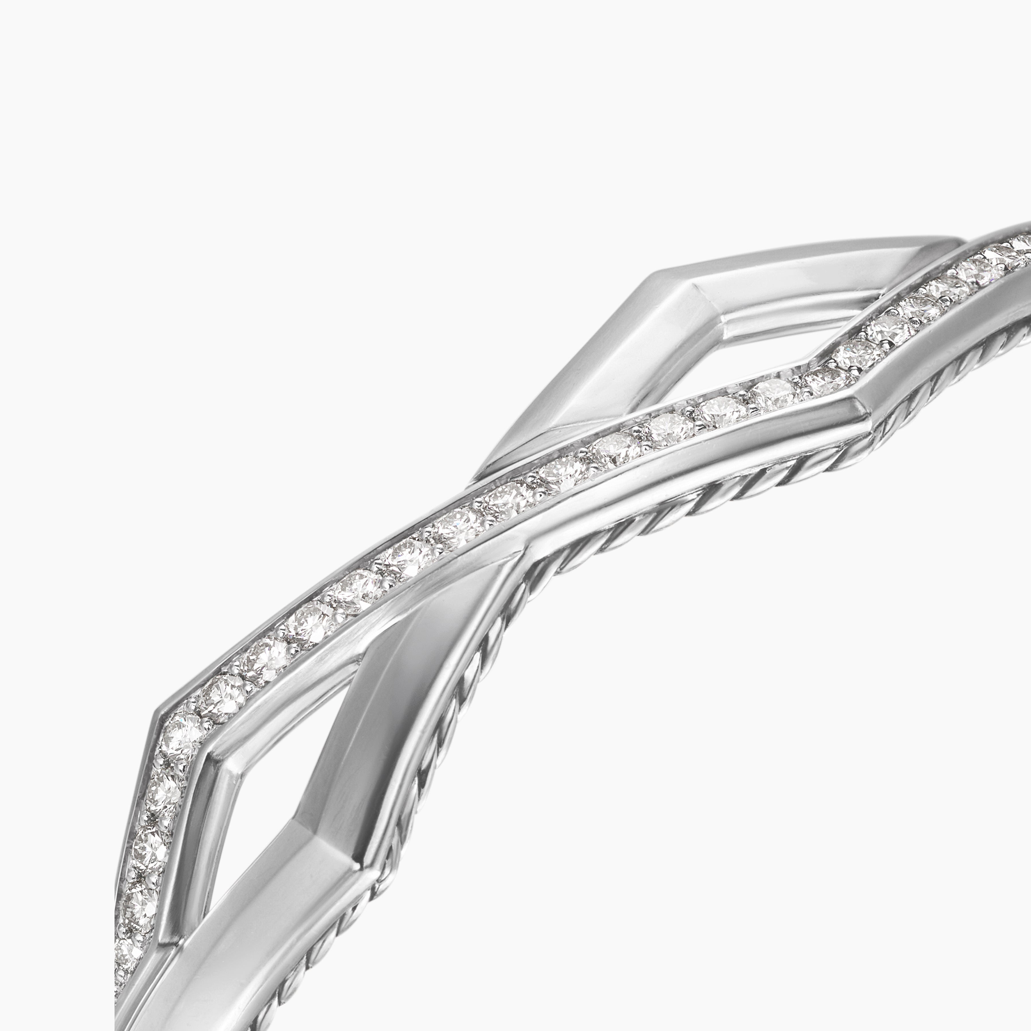 Zig Zag Stax™ Two Row Cuff Bracelet Sterling Silver with Diamonds, 13mm