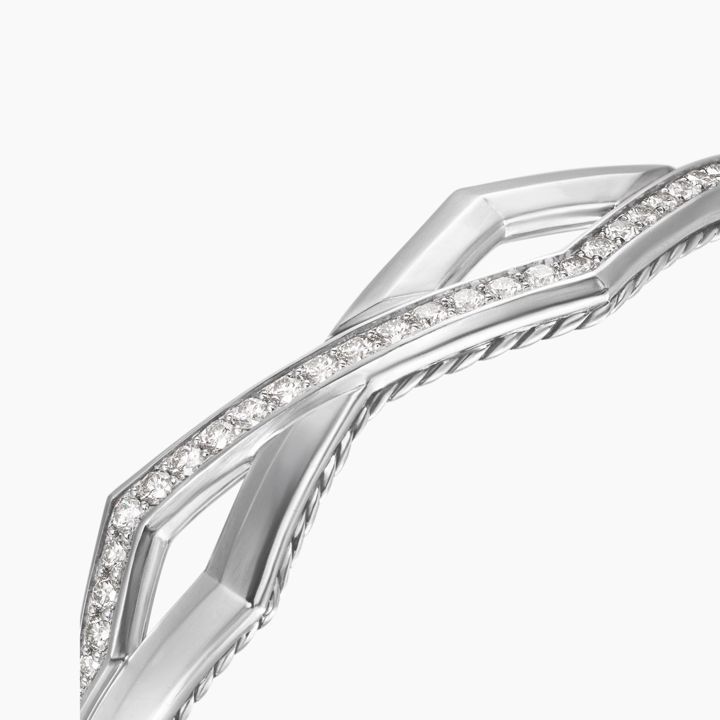 Zig Zag Stax™ Two Row Cuff Bracelet Sterling Silver with Diamonds, 13mm