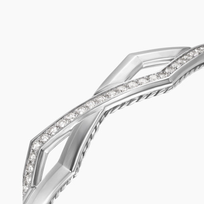 Zig Zag Stax™ Two Row Cuff Bracelet Sterling Silver with Diamonds, 13mm