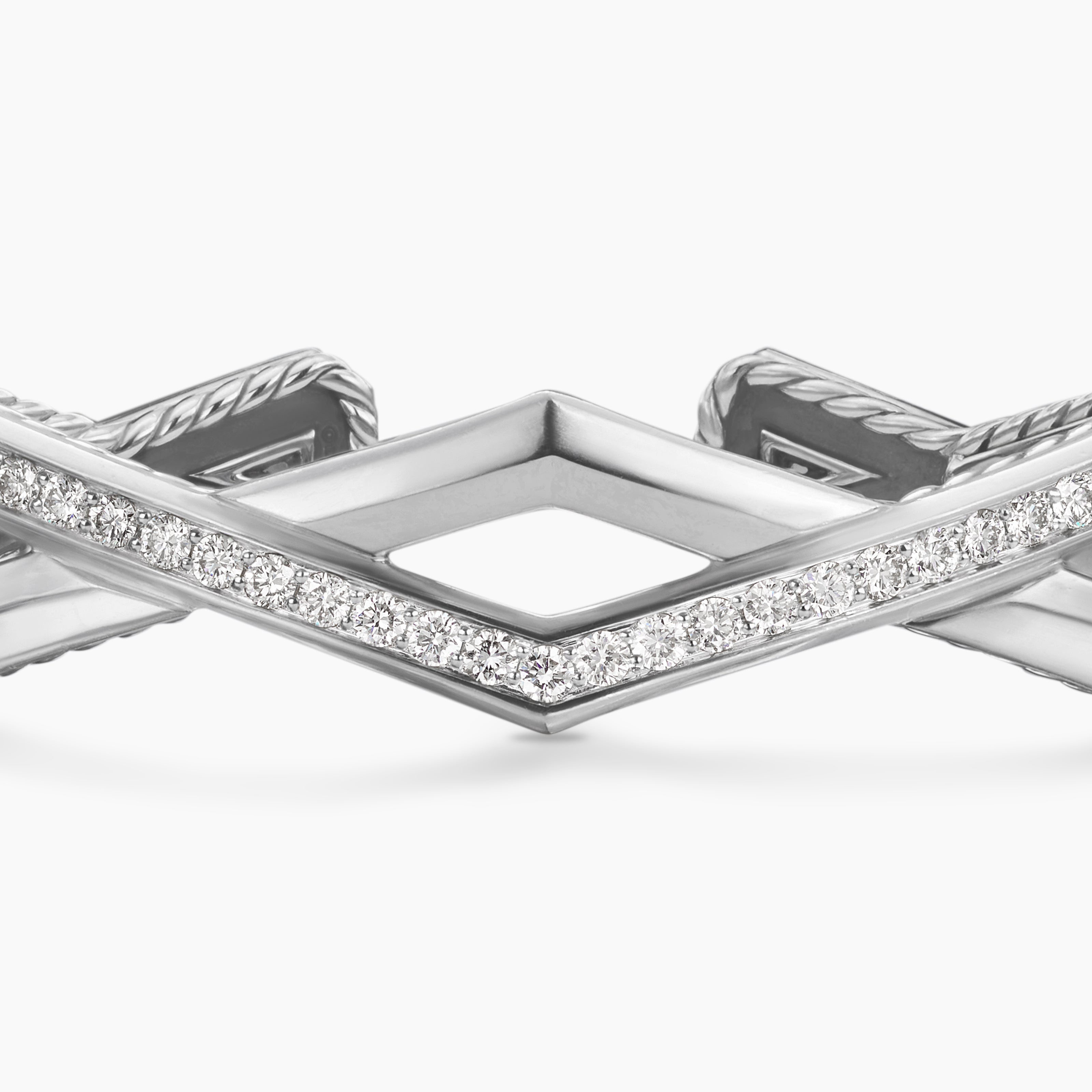 Zig Zag Stax™ Two Row Cuff Bracelet Sterling Silver with Diamonds, 13mm