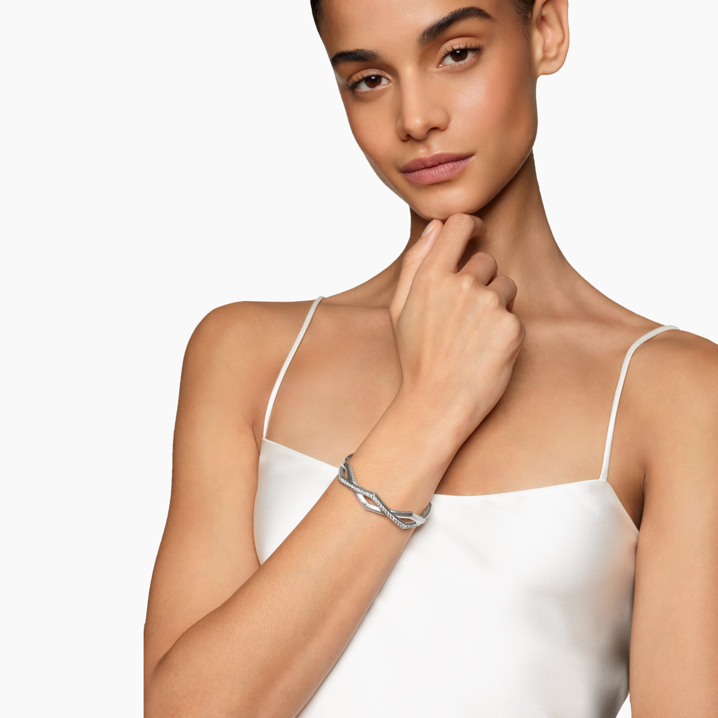 Zig Zag Stax™ Two Row Cuff Bracelet Sterling Silver with Diamonds, 13mm
