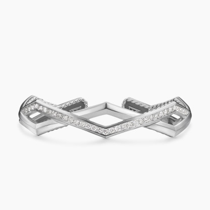Zig Zag Stax™ Two Row Cuff Bracelet Sterling Silver with Diamonds, 13mm
