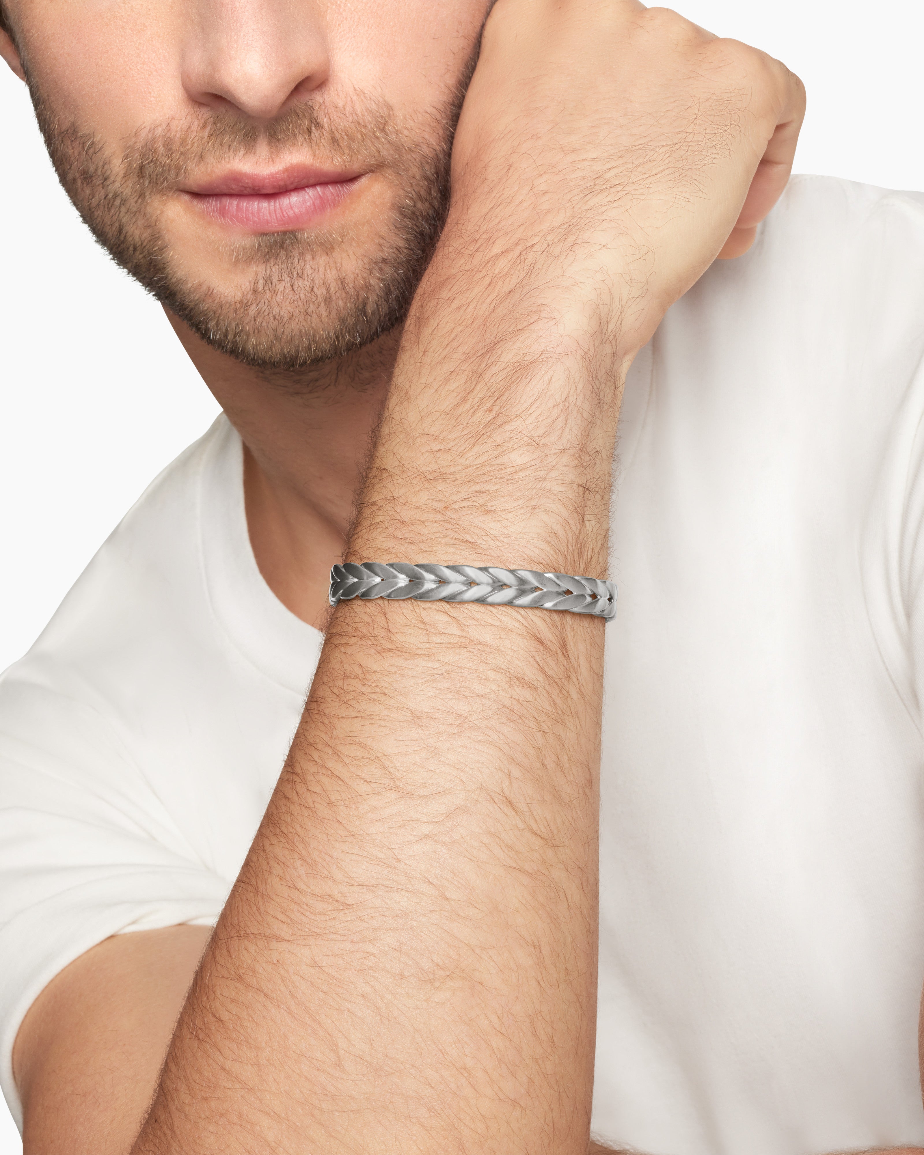 Chevron Collection for Men Chevron Cuff Bracelet Sterling Silver, 9mm