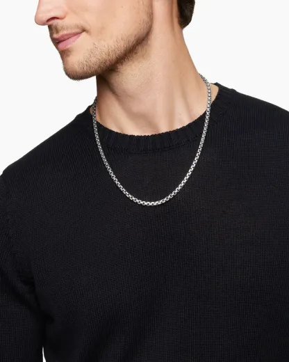 Box Chain Necklace Sterling Silver, 5mm