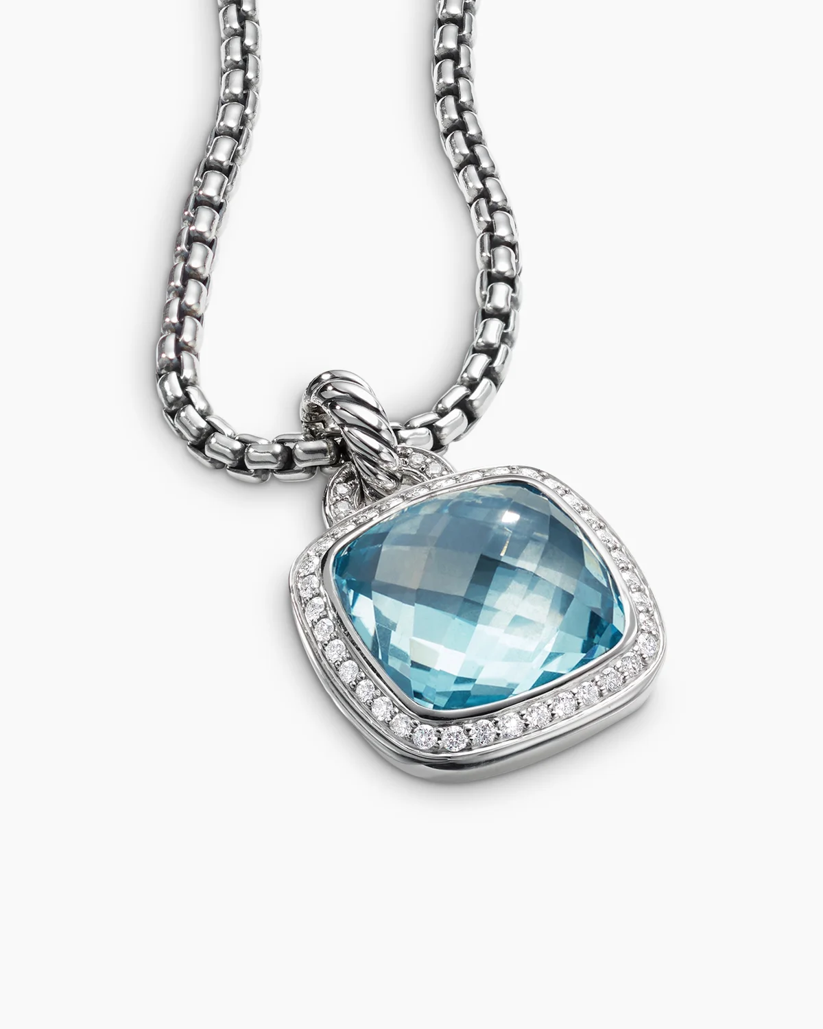 Albion庐 Pendant Sterling Silver with Blue Topaz and Diamonds, 14mm