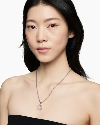 DY Elements® Heart Amulet Sterling Silver with Pink Opal and Diamonds