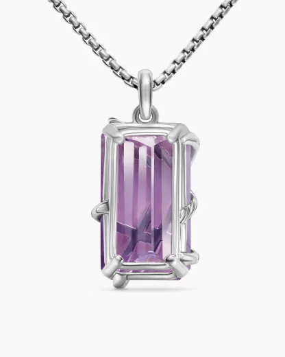 Cable Wrap Amulet Sterling Silver with Lavender Amethyst and Diamonds, 32mm