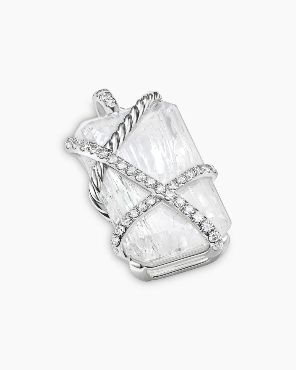 Cable Wrap Amulet Sterling Silver with Crystal and Diamonds, 32mm