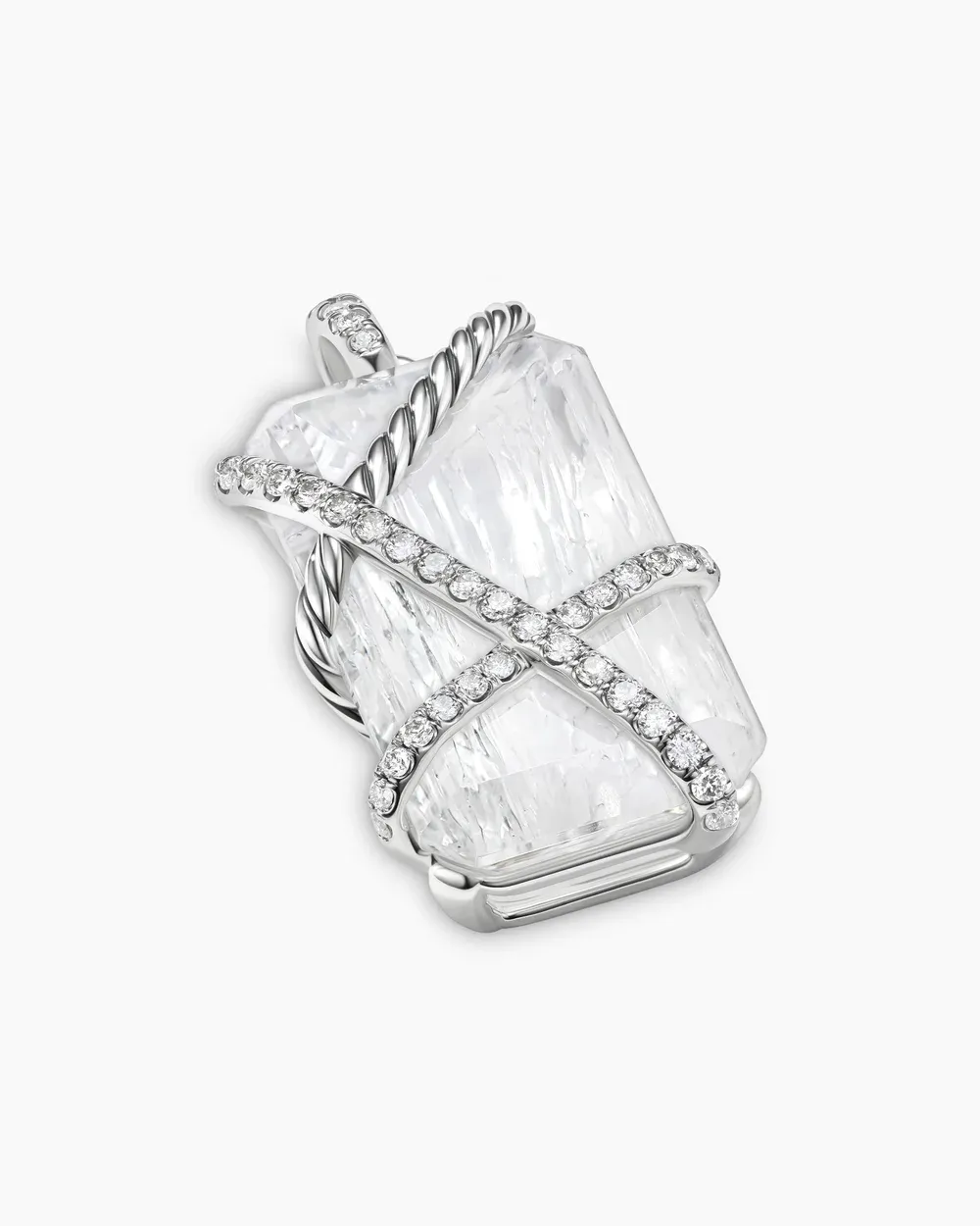 Cable Wrap Amulet Sterling Silver with Crystal and Diamonds, 32mm