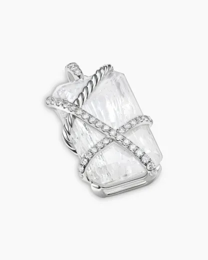 Cable Wrap Amulet Sterling Silver with Crystal and Diamonds, 32mm