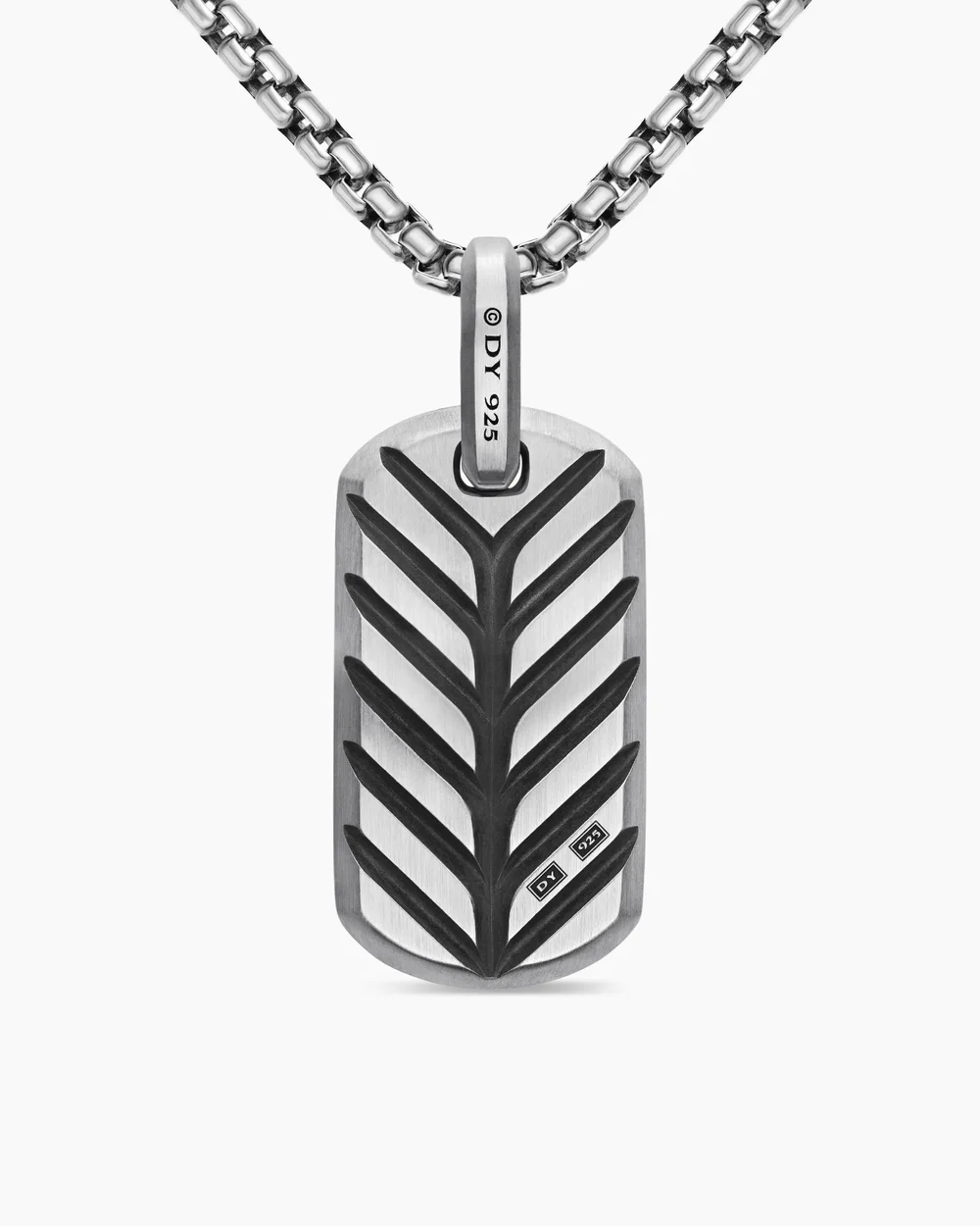 Chevron Tag Sterling Silver with Diamonds, 27mm