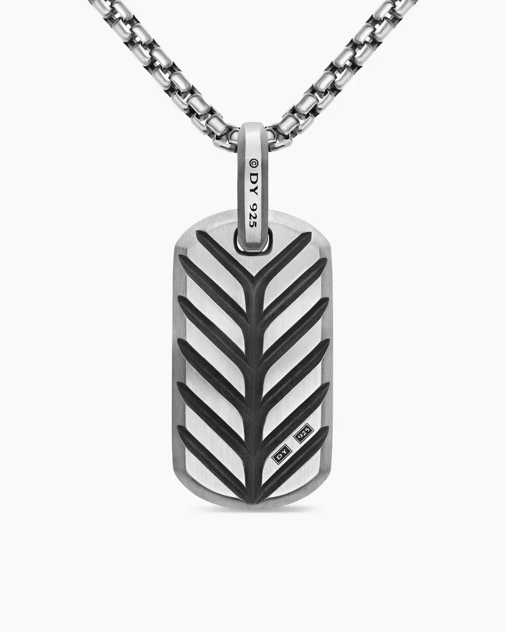 Chevron Tag Sterling Silver with Diamonds, 27mm