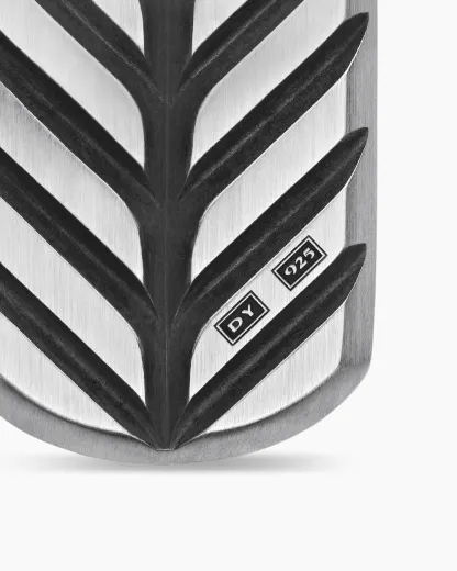 Chevron Tag Sterling Silver with Diamonds, 27mm