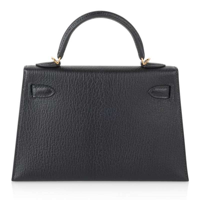 Kelly 20 Mini Kelly II Sellier Bag Black Chevre Gold Hardware Limited Edition