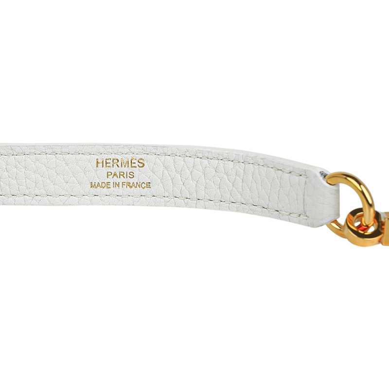 Kelly 28 Retourne Bag White Clemence Leather with Gold Hardware