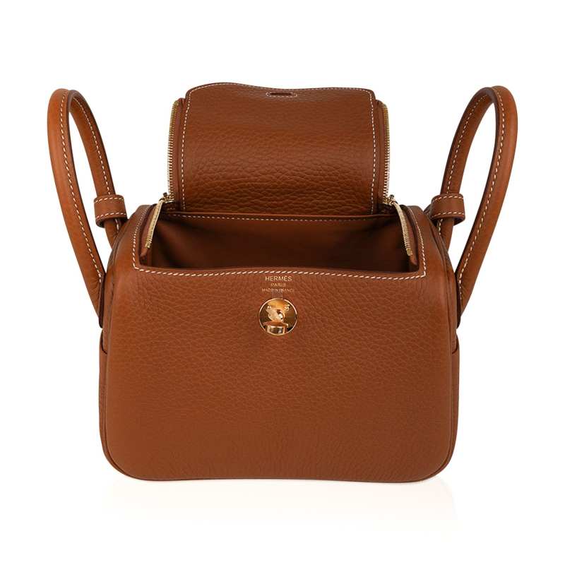Mini Lindy 20 Bag Gold Clemence Leather with Gold Hardware