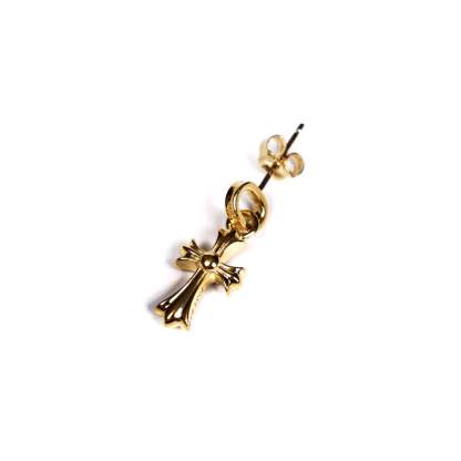 22K GOLD BABY CROSS CHARM EARRINGS WITH RUBIES