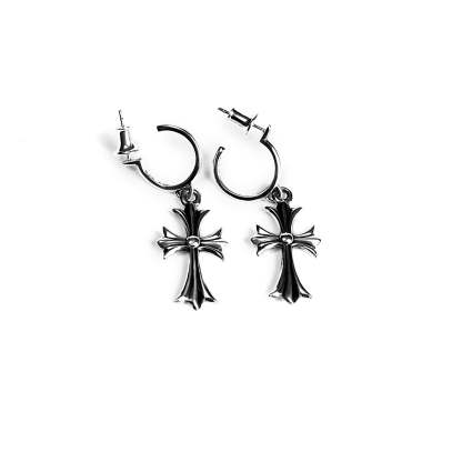 TINY CROSS HOOP EARRING