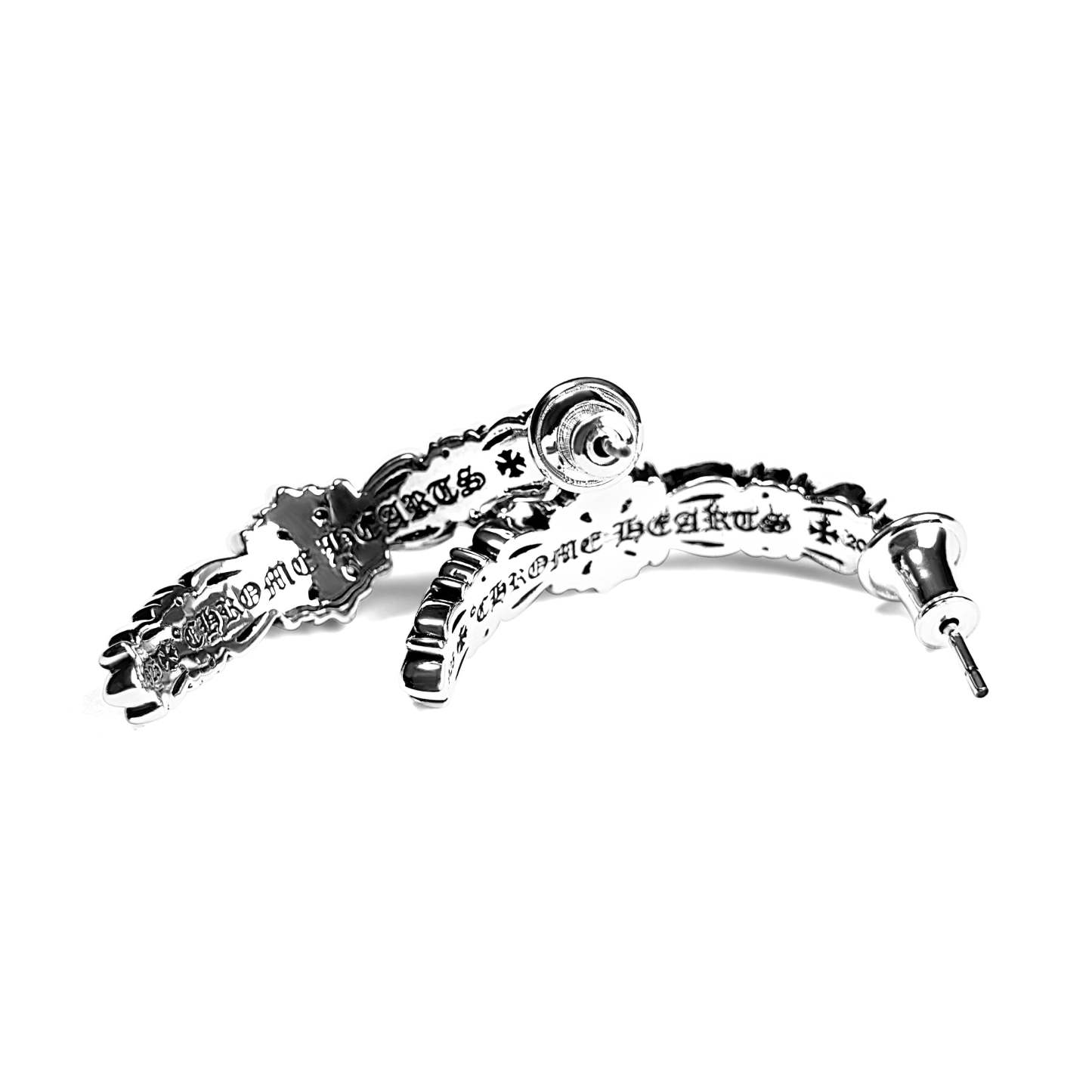 DOUBLE FLORAL CROSS HOOP EARRING