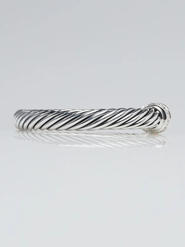 Classic Cable Bracelet Sterling Silver and Citrine with Diamonds, 7mm