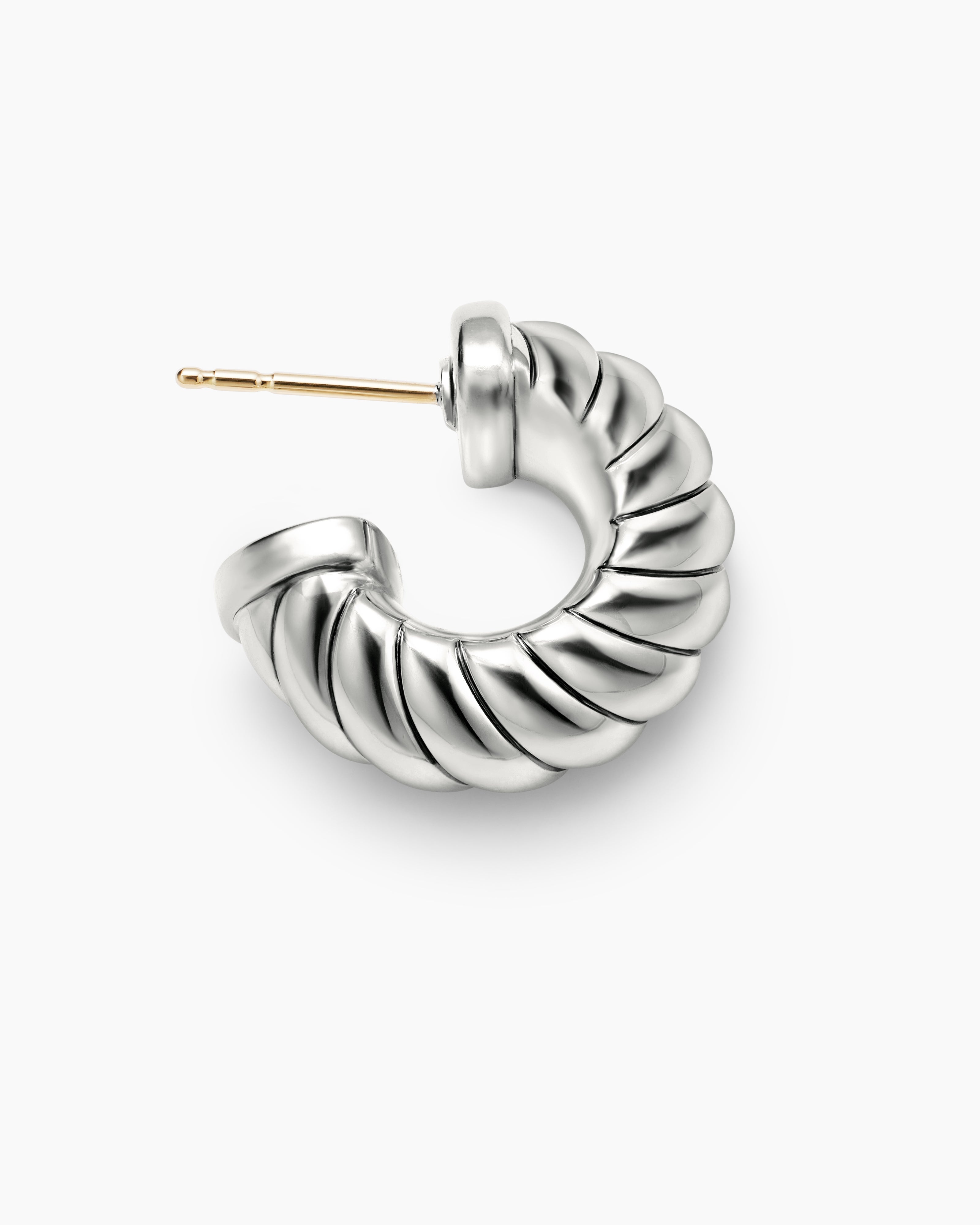 Sculpted Cable Shrimp Earrings Sterling Silver, 20.5mm