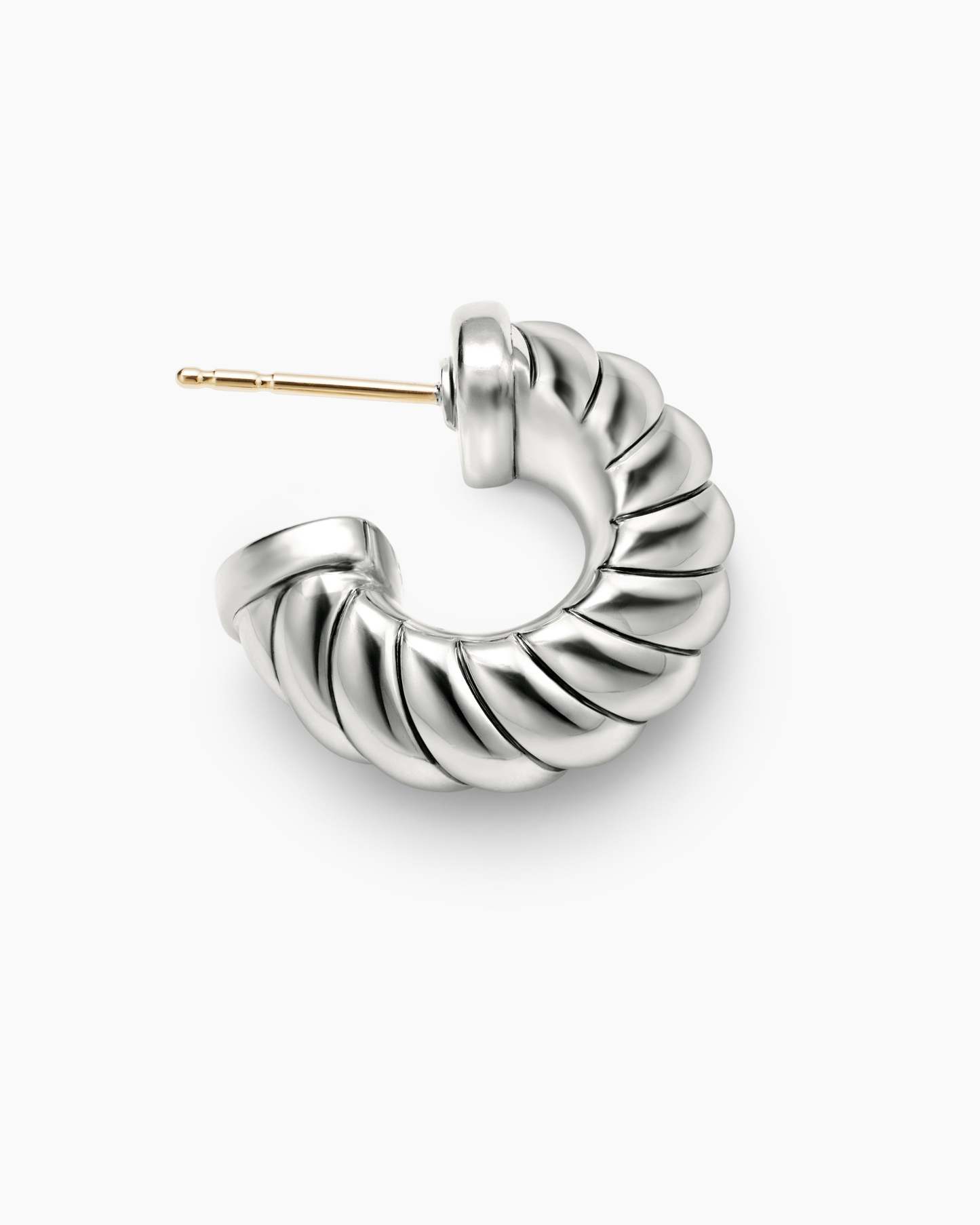 Sculpted Cable Shrimp Earrings Sterling Silver, 20.5mm