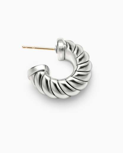 Sculpted Cable Shrimp Earrings Sterling Silver, 20.5mm