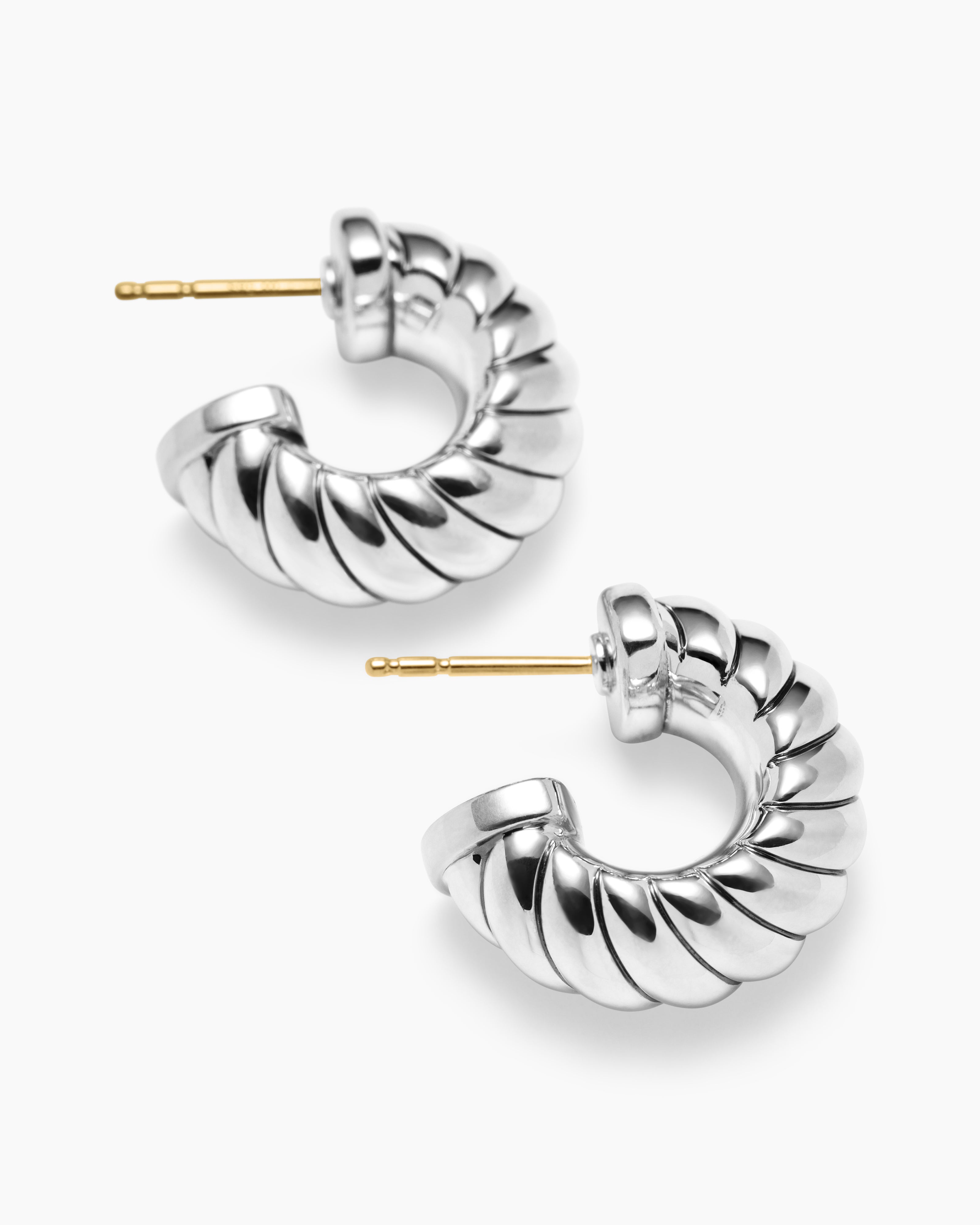Sculpted Cable Shrimp Earrings Sterling Silver, 20.5mm