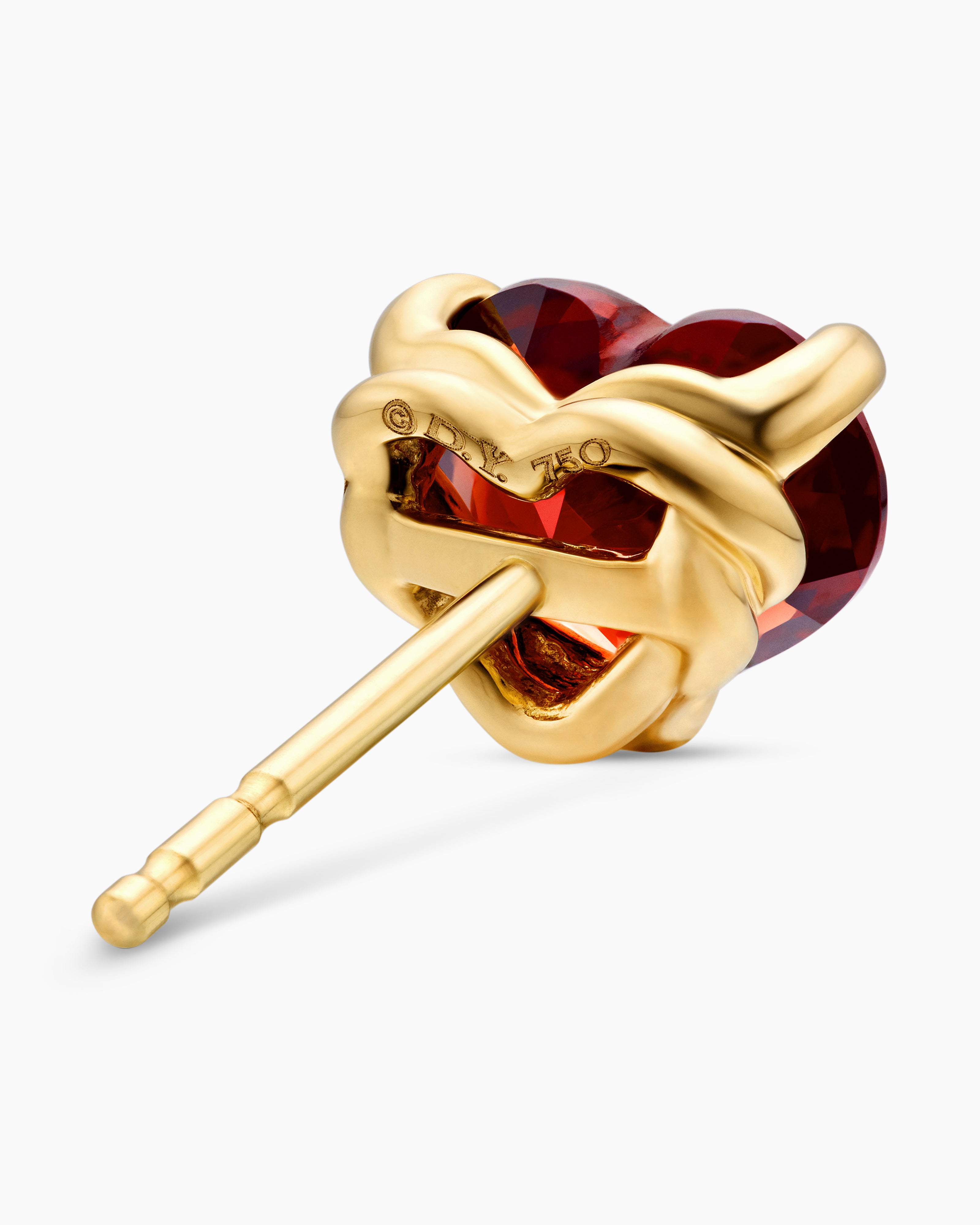 Chatelaine® Heart Stud Earrings 18K Yellow Gold with Garnet, 8mm