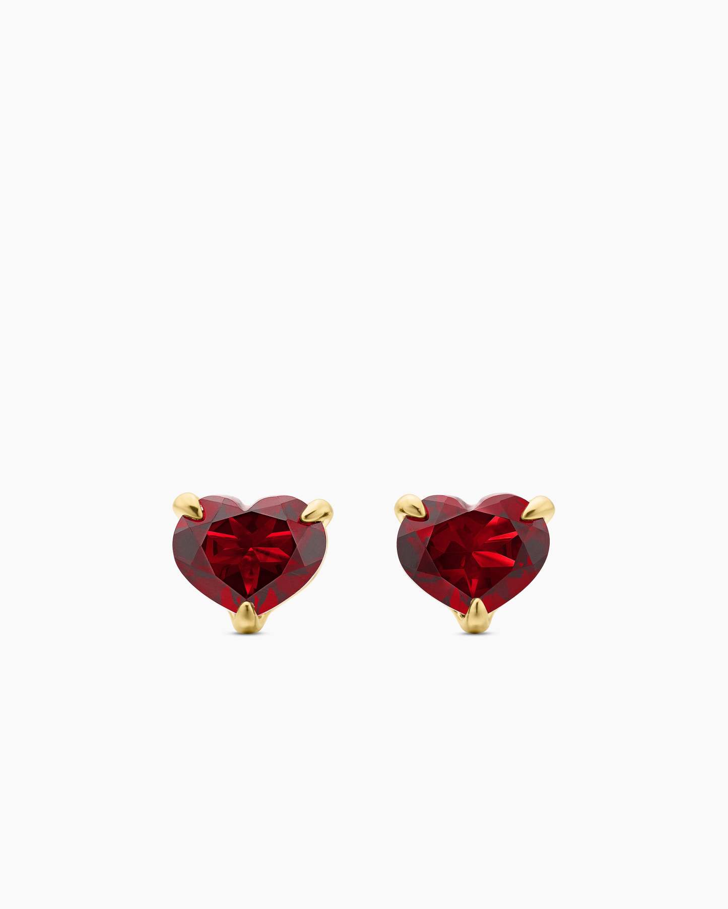 Chatelaine® Heart Stud Earrings 18K Yellow Gold with Garnet, 8mm