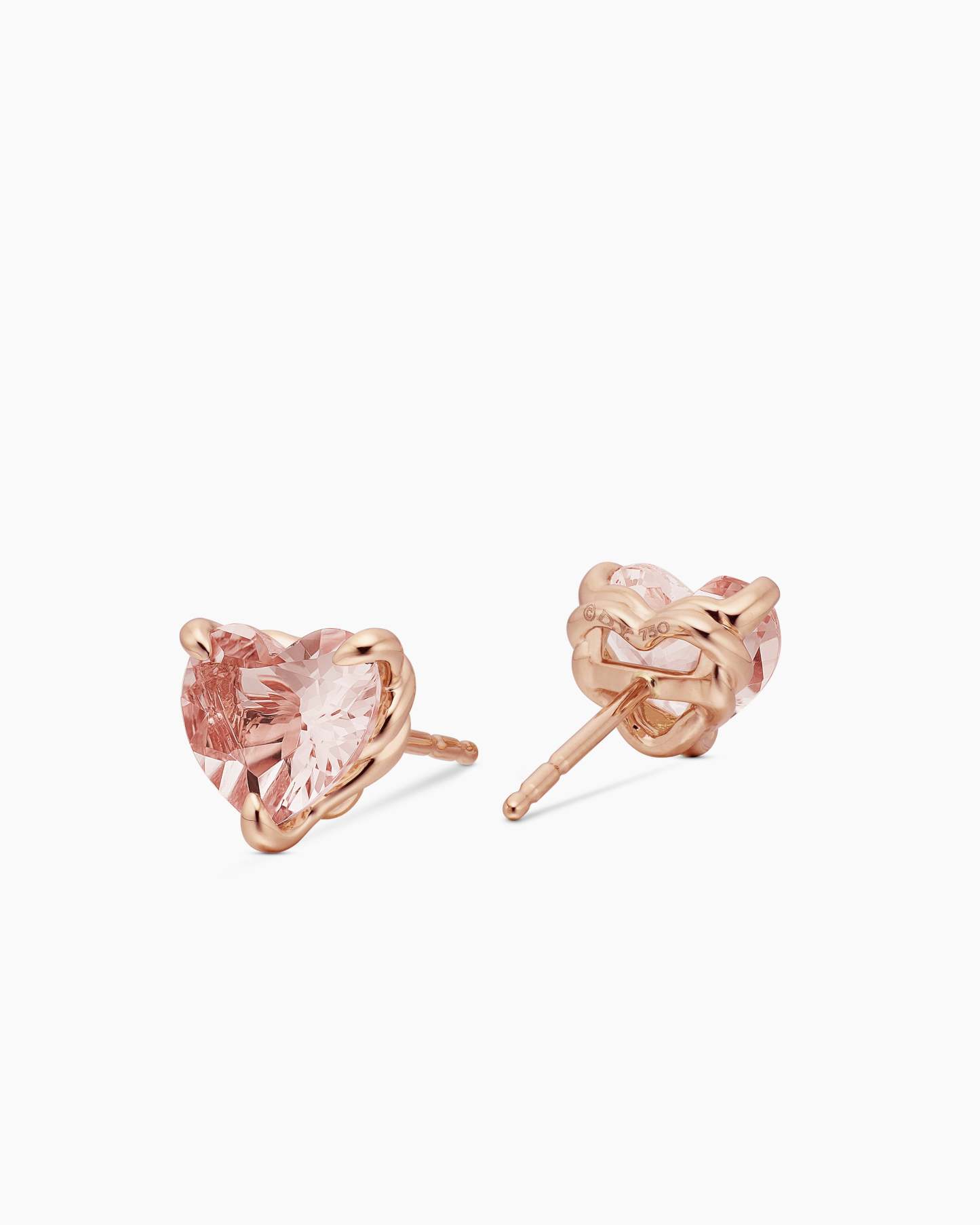 Chatelaine® Heart Stud Earrings 18K Rose Gold with Morganite, 8mm