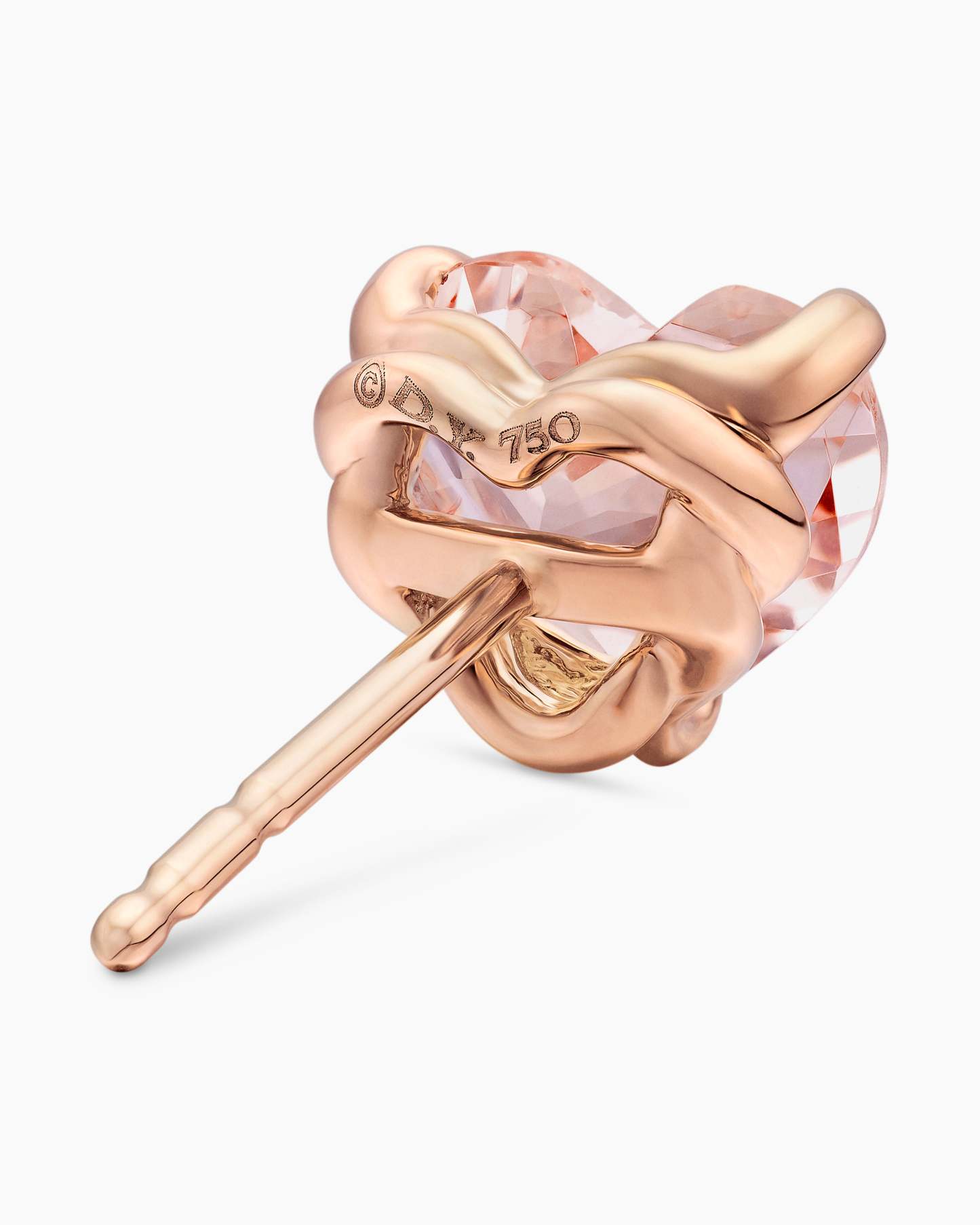 Chatelaine® Heart Stud Earrings 18K Rose Gold with Morganite, 8mm