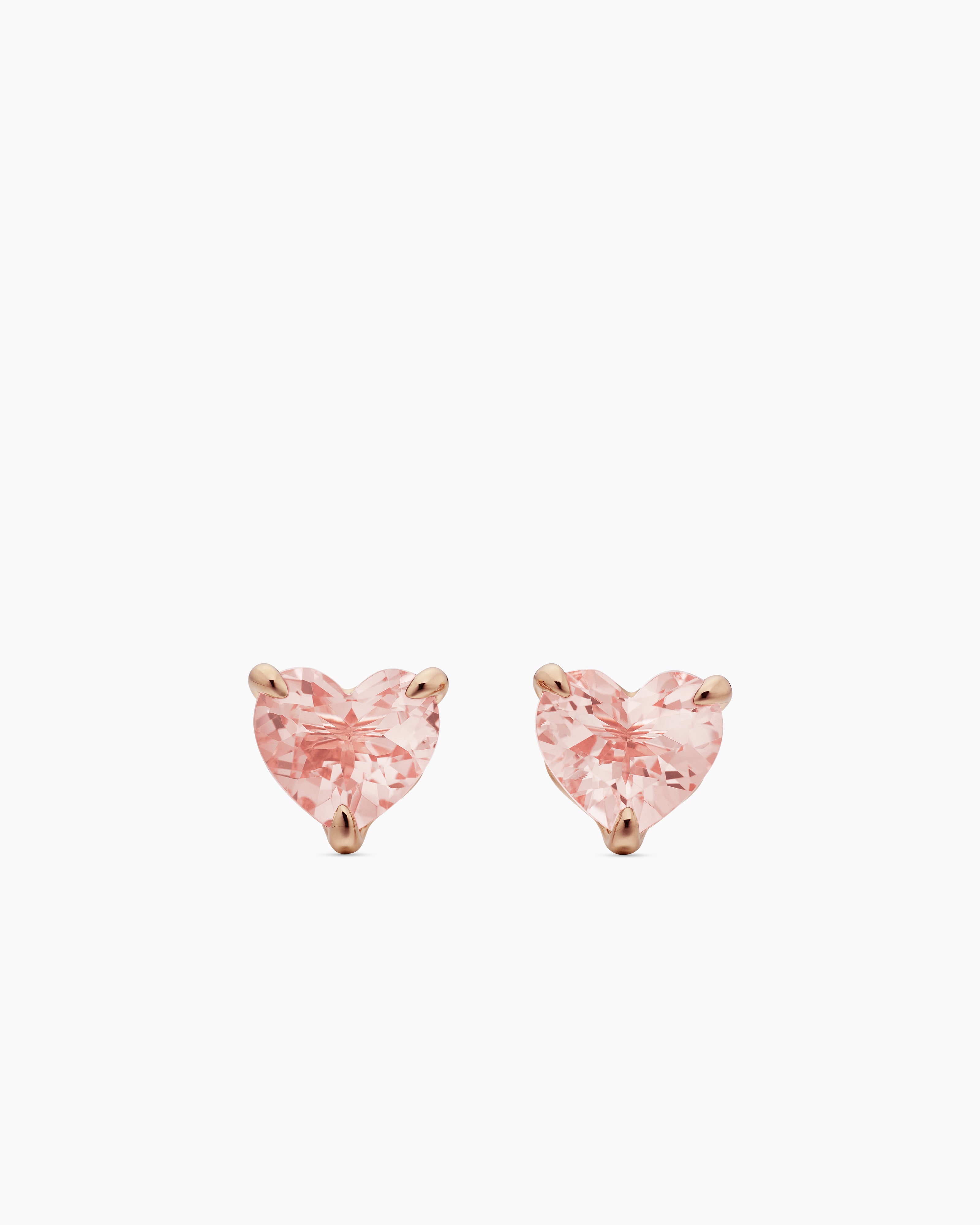 Chatelaine® Heart Stud Earrings 18K Rose Gold with Morganite, 8mm