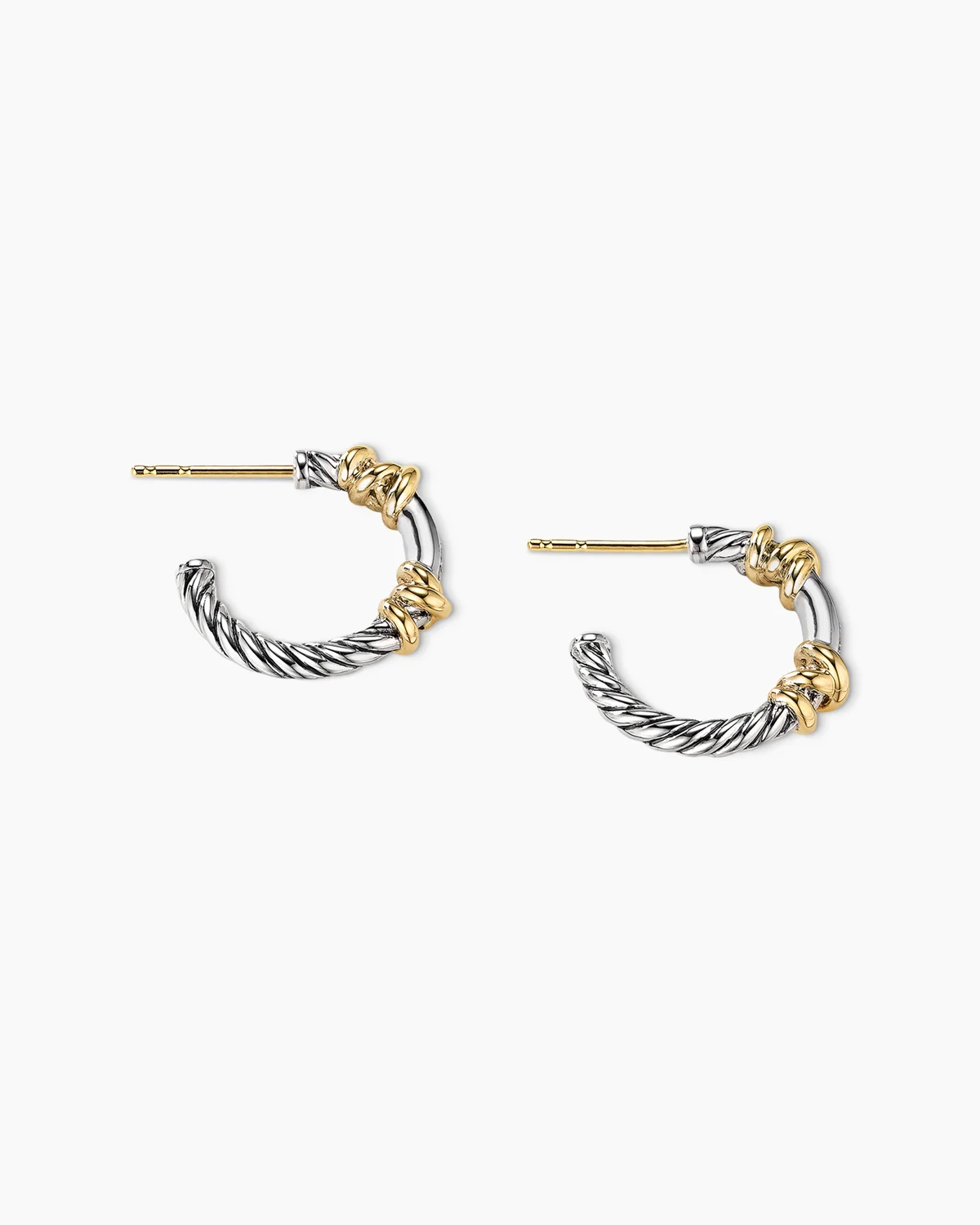 Petite Helena Wrap Hoop Earrings Sterling Silver with 18K Yellow Gold and Diamonds, 3/4in