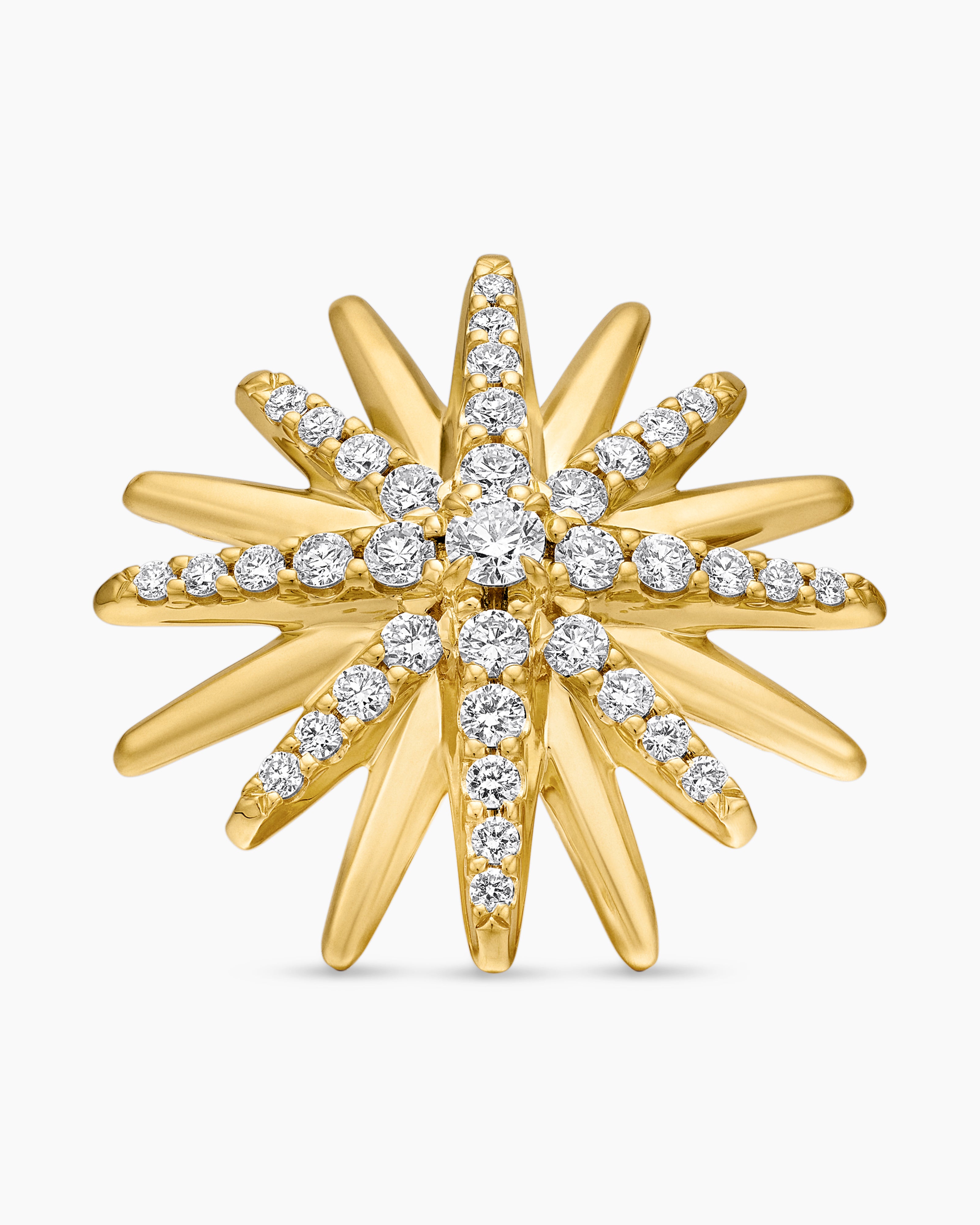 Starburst Stud Earrings 18K Yellow Gold with Diamonds, 19mm