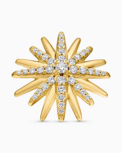 Starburst Stud Earrings 18K Yellow Gold with Diamonds, 19mm