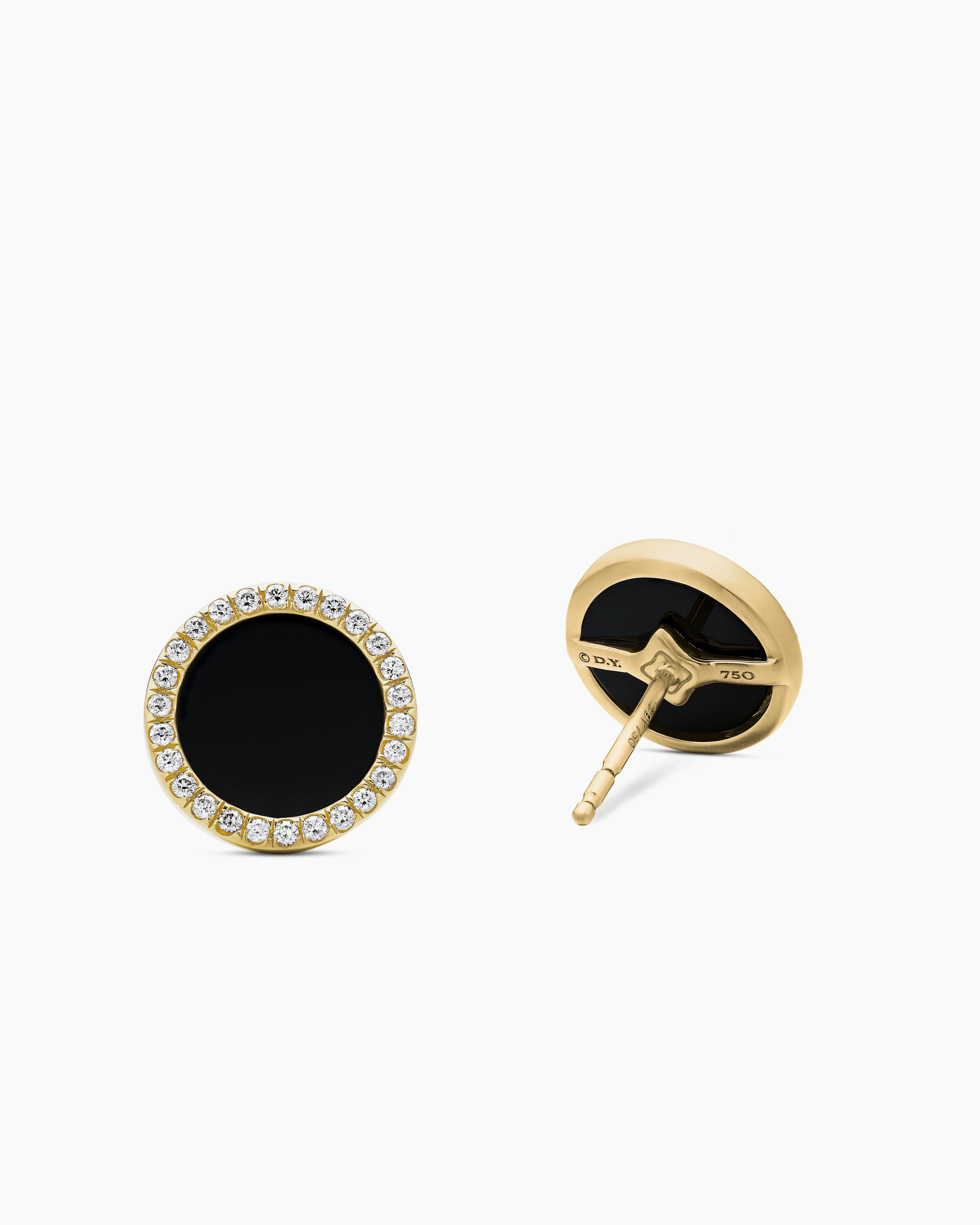Petite DY Elements® Stud Earrings 18K Yellow Gold with Black Onyx and Diamonds, 14mm