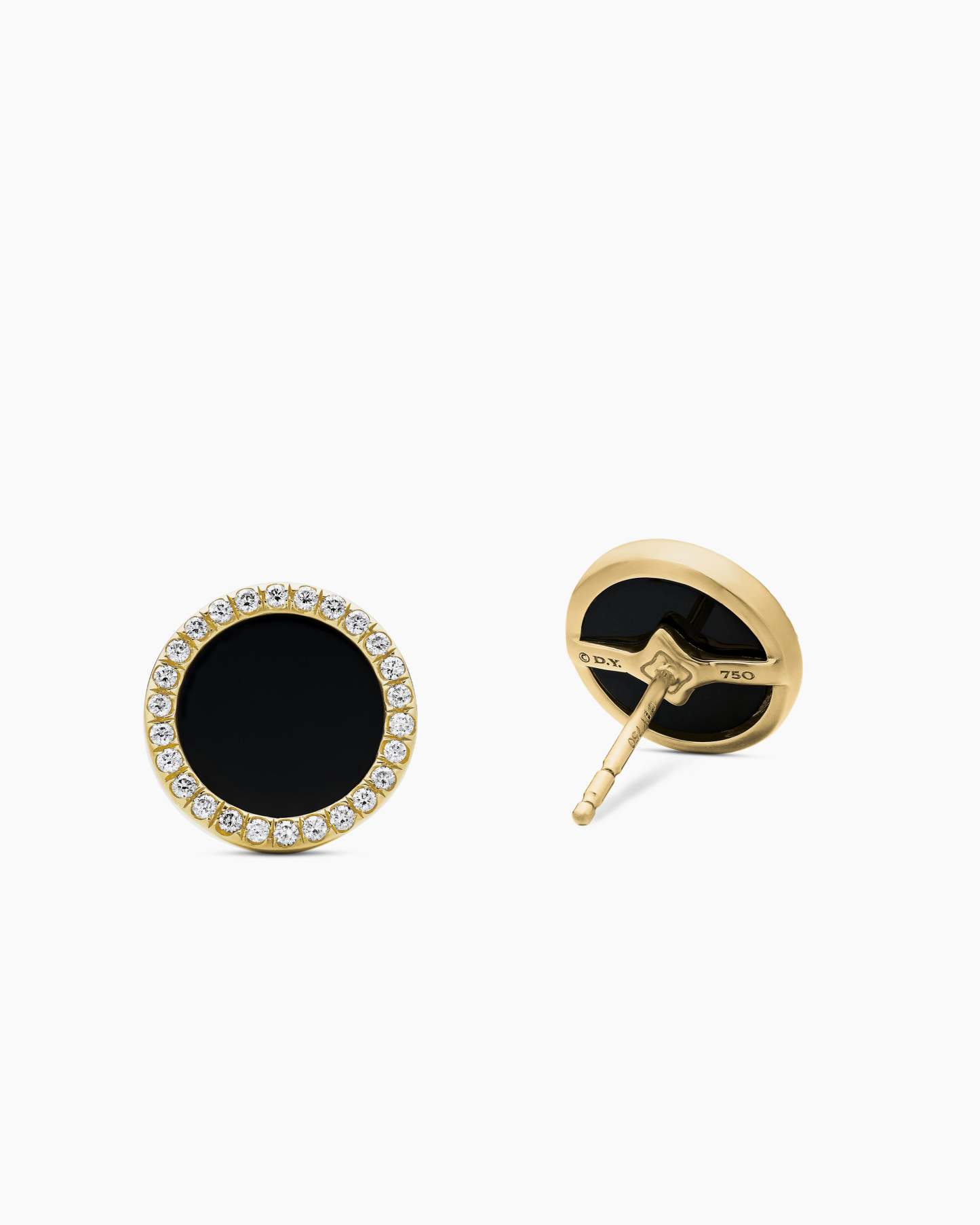 Petite DY Elements® Stud Earrings 18K Yellow Gold with Black Onyx and Diamonds, 14mm