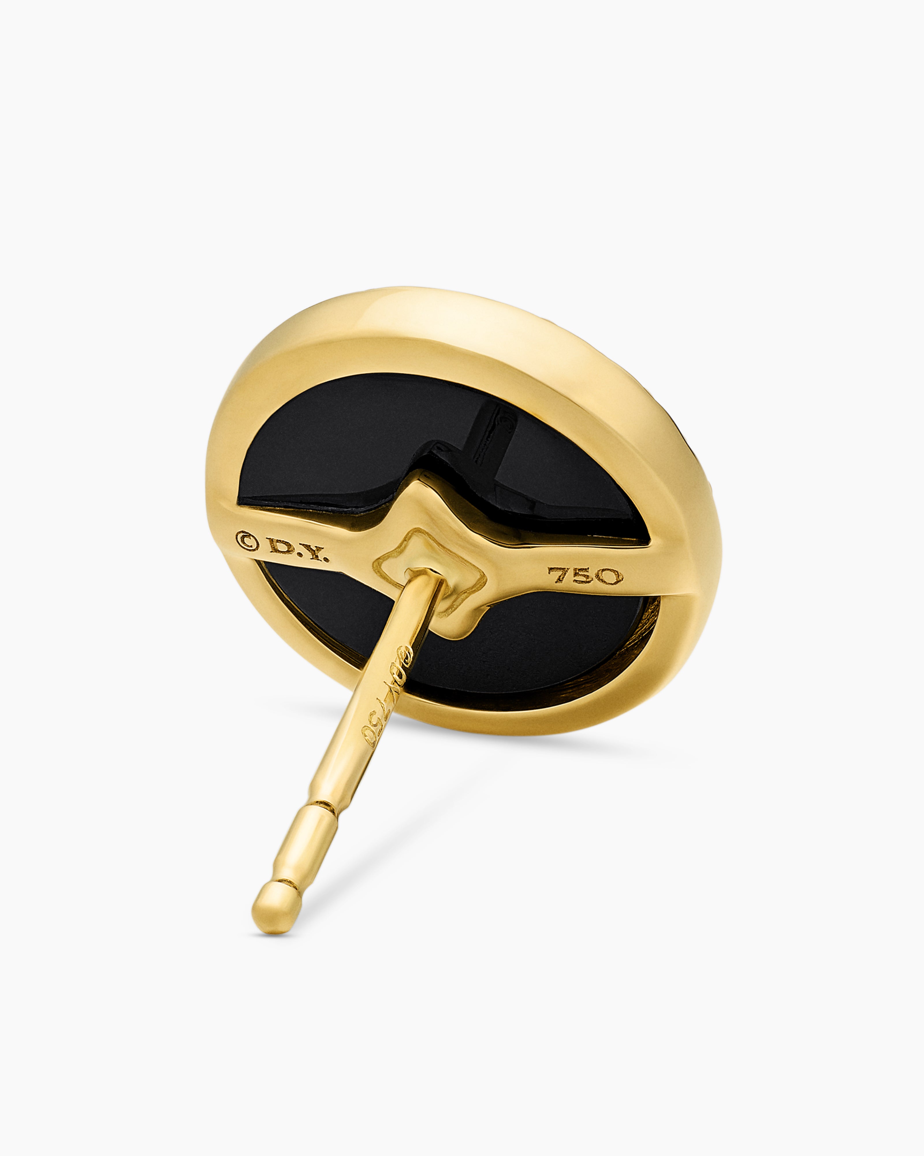 Petite DY Elements® Stud Earrings 18K Yellow Gold with Black Onyx and Diamonds, 14mm