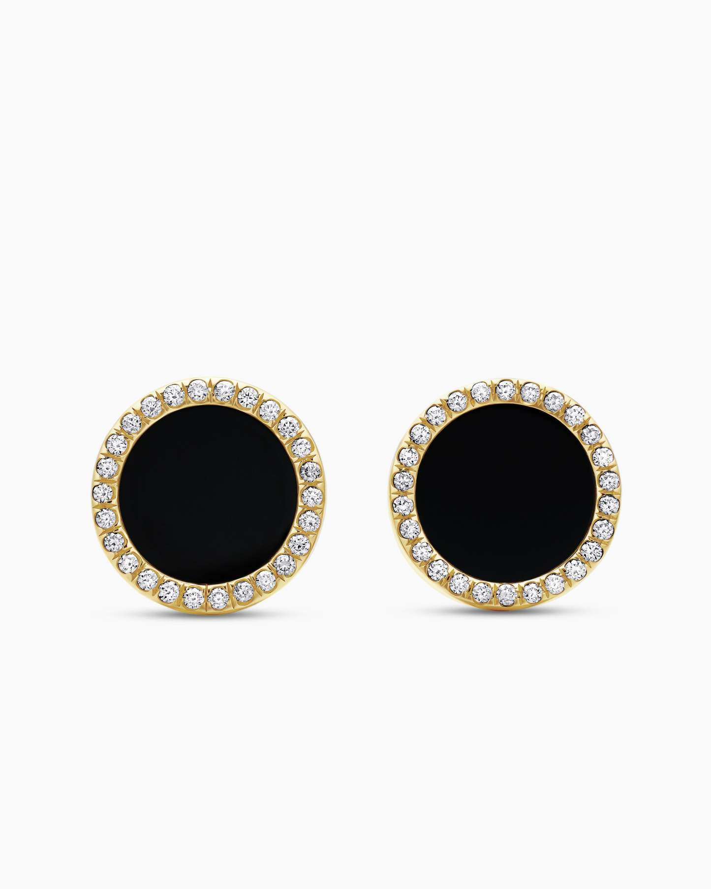 Petite DY Elements® Stud Earrings 18K Yellow Gold with Black Onyx and Diamonds, 14mm
