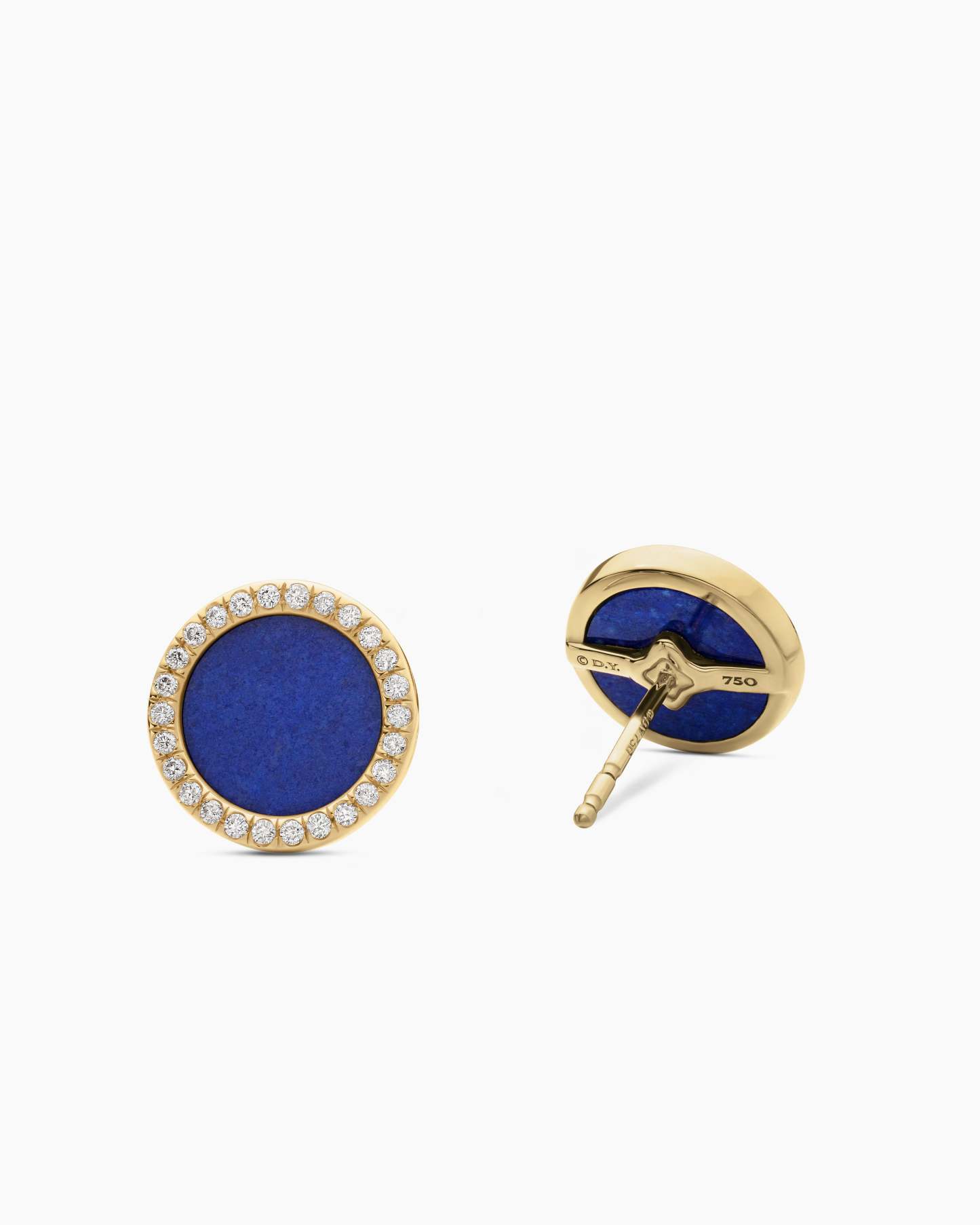 Petite DY Elements® Stud Earrings 18K Yellow Gold with Lapis and Diamonds, 14mm