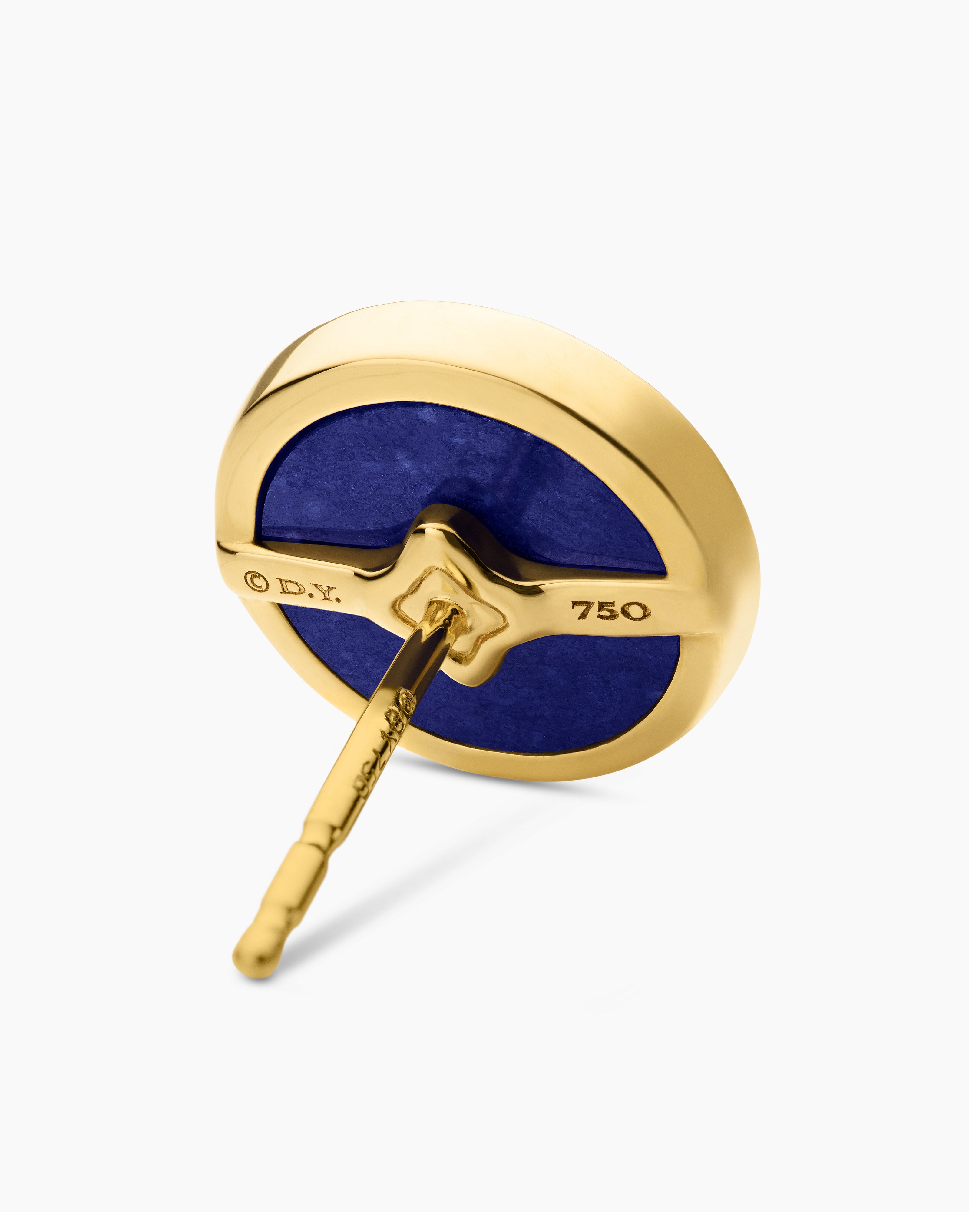 Petite DY Elements® Stud Earrings 18K Yellow Gold with Lapis and Diamonds, 14mm