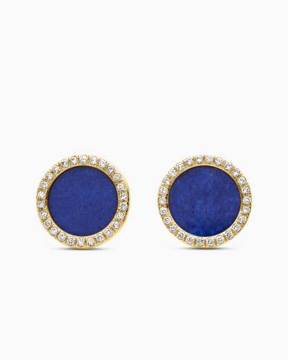 Petite DY Elements® Stud Earrings 18K Yellow Gold with Lapis and Diamonds, 14mm