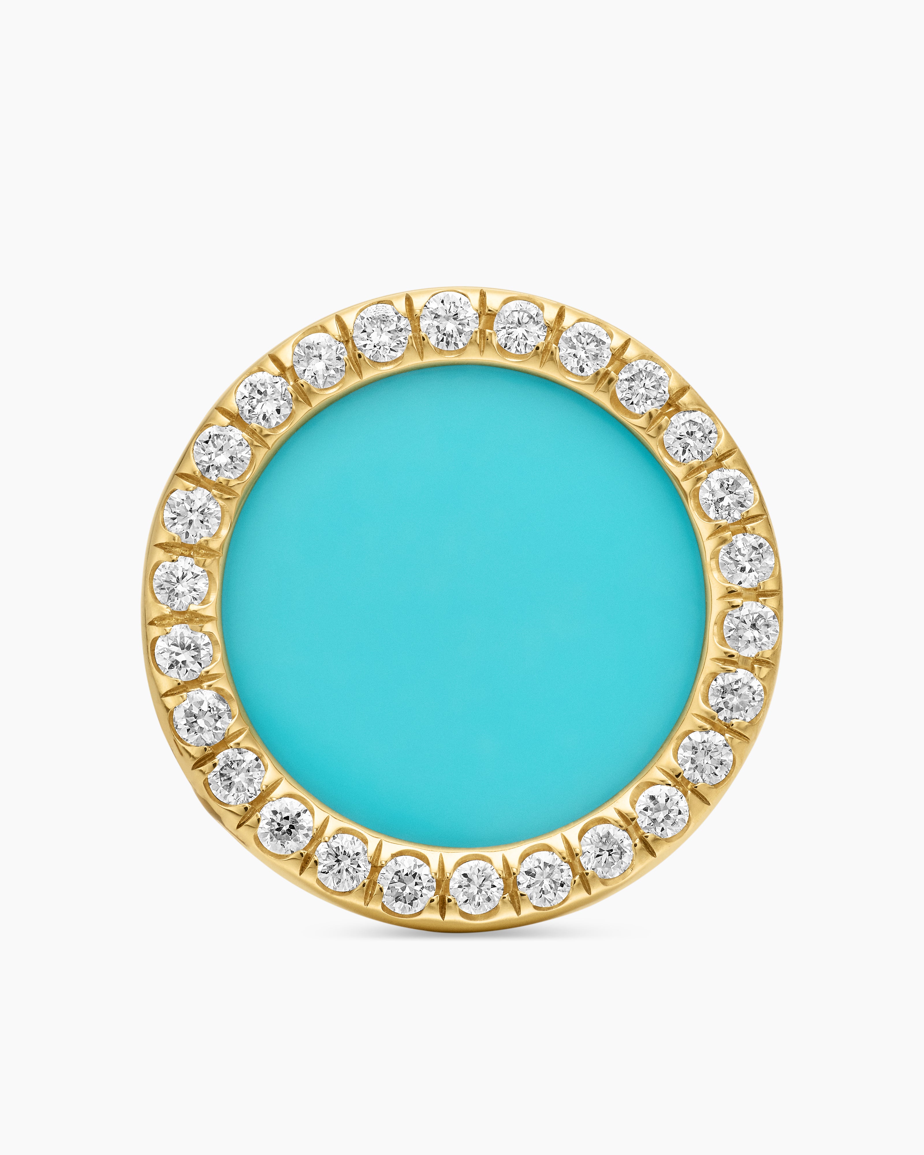 Petite DY Elements® Stud Earrings 18K Yellow Gold with Turquoise and Diamonds, 11mm
