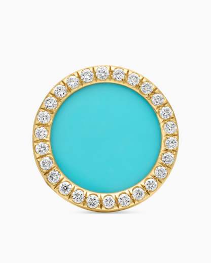 Petite DY Elements® Stud Earrings 18K Yellow Gold with Turquoise and Diamonds, 11mm
