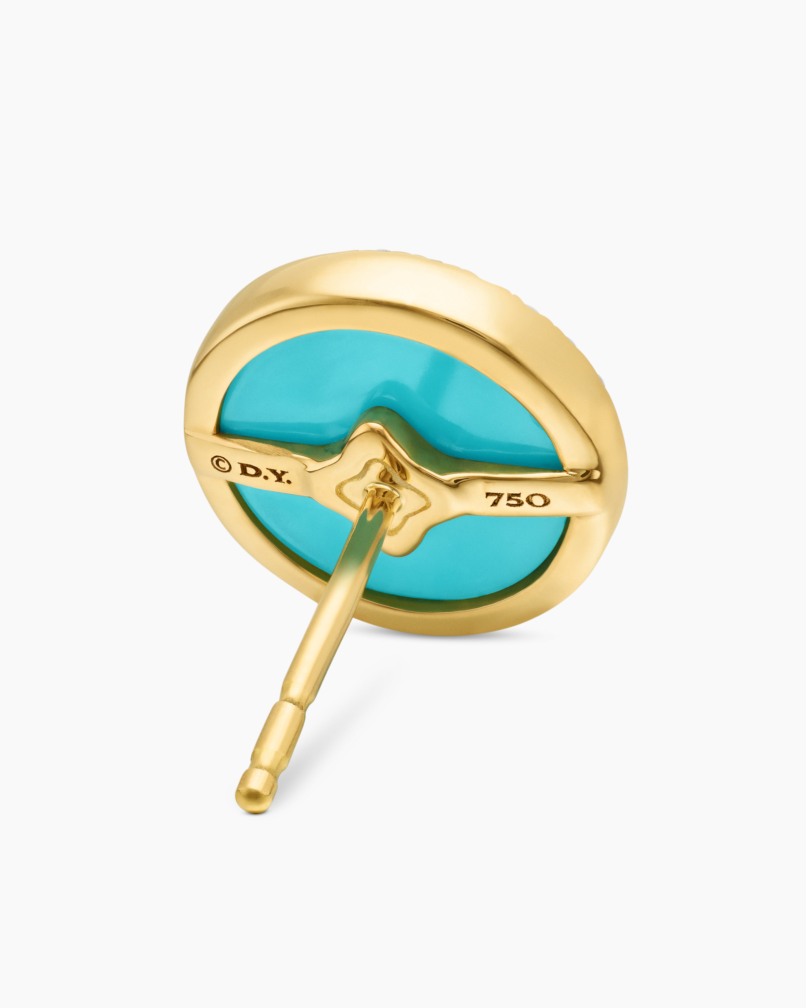 Petite DY Elements® Stud Earrings 18K Yellow Gold with Turquoise and Diamonds, 11mm