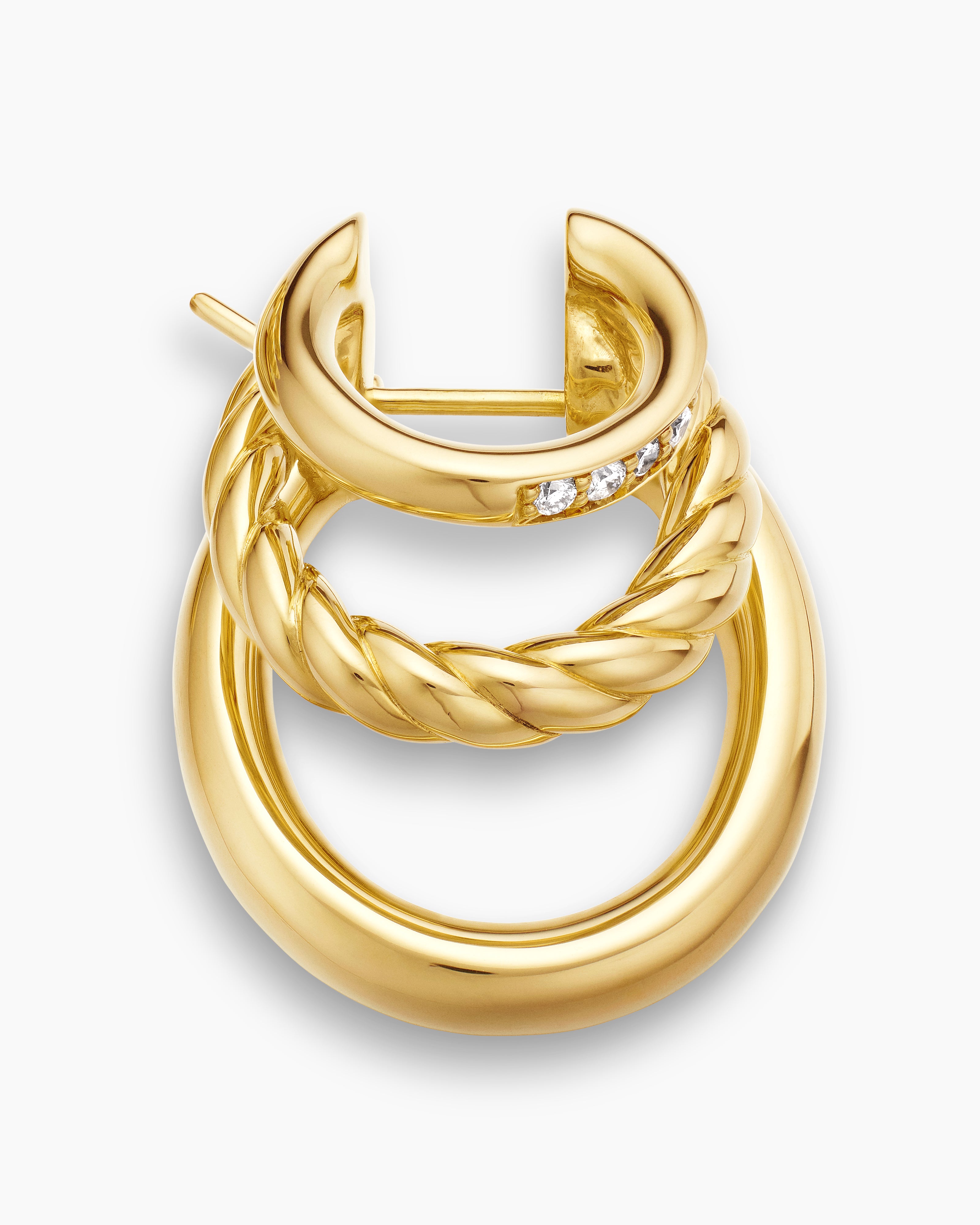 DY Mercer® Three Row Hoop Earrings 18K Yellow Gold with Diamonds, 21mm