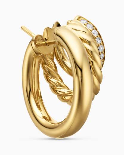 DY Mercer® Three Row Hoop Earrings 18K Yellow Gold with Diamonds, 21mm